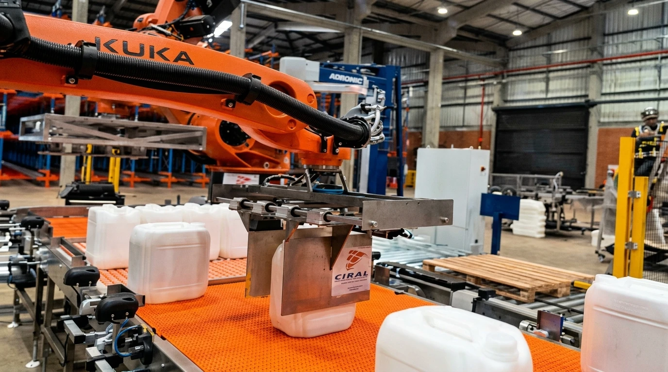 Cabezal Neumático y Formador Robótico de Cajas